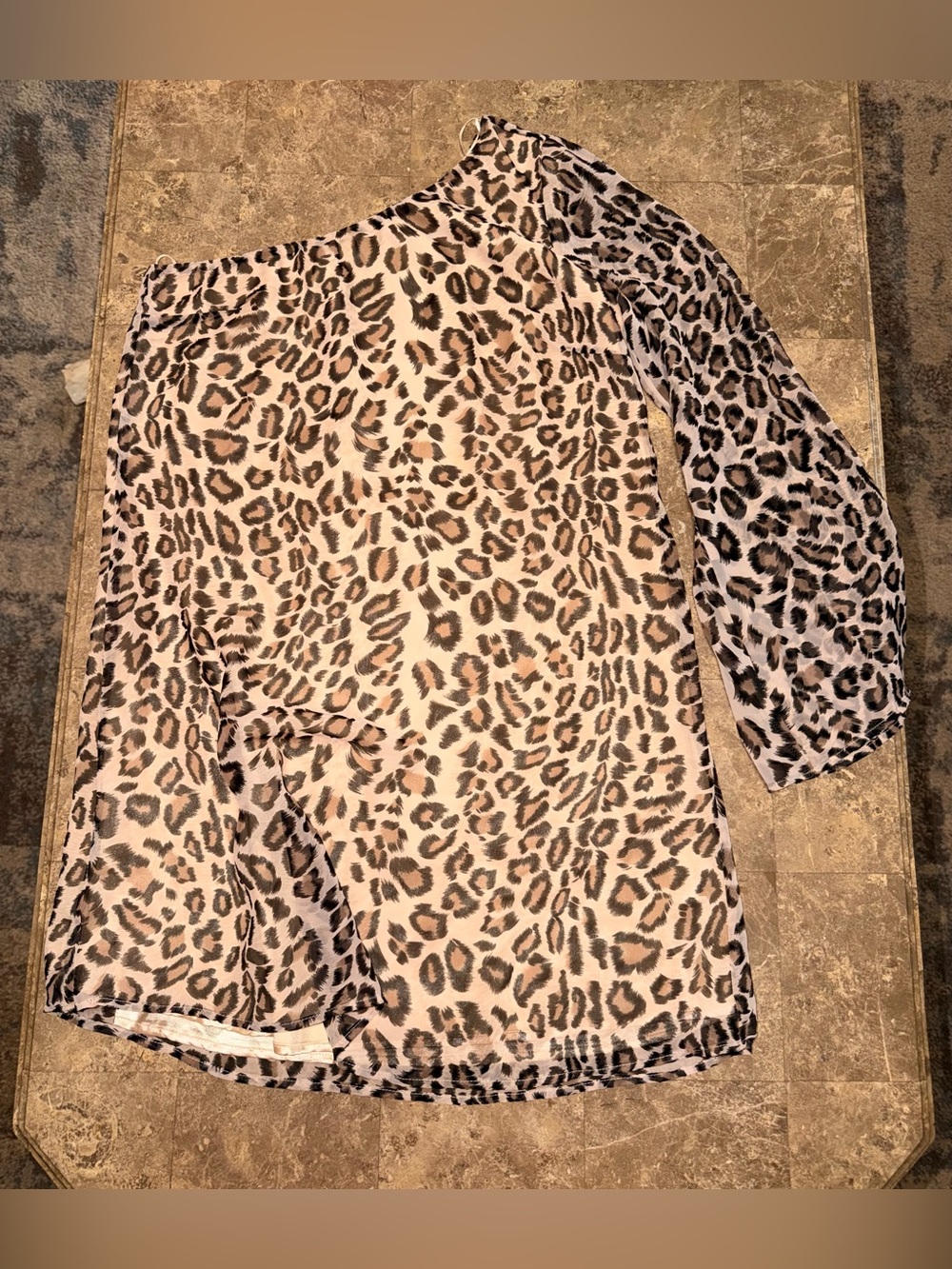 Gianni Bini Womens One-Shoulder Leopard Mini Dress - Beige/Brown